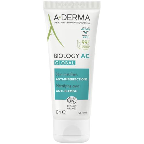 A-Derma Biology AC Global Anti-Blemish Cream Ενυδατική Κρέμα Προσώπου για Επιδερμίδες με Τάση Ακμής, Κατά των Ατελειών 40ml